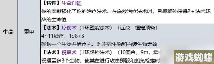 博德之门3牧师生命领域子职业技能大全